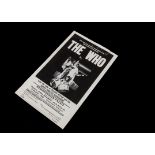 The Who, flyer advertising 'The Who' playing at Hammersmith Palais 29th October 1970 playing with