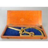 A late 19th Casella Century lacquered brass Protractor, with adjustable divided indicator arm and