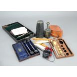 Various Instruments, optical square, hydrometer, in case, lacks thermometer, Mayer and Meltzer