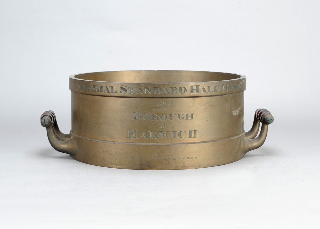 An early19th Century part-set of Robert Bate 'Borough of Harwich' brass 1824 Standard Measures, - Image 2 of 4