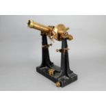 A 19th Century J H Dallmeyer lacquered brass Transit Instrument, with 2in telescope, with lens