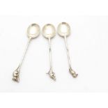 Three Australian related silver coffee spoons, marked Sterling Silver, one with kangaroo, one with