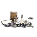 A collection of Victorian and later silver and silver plate, including a cased set of six silver