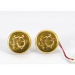 A pair of 19th Century French gold buttons, the circular fronts with gothic monogram with snap