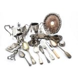 A collection of 19th and 20th Century silver and silver plate, including a silver cigarette case,
