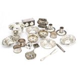 A collection of Victorian and later silver and other items, including two pairs of pierced dishes, a