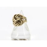 A 9ct gold double knot ring, ring size P 1/2, 11g