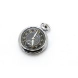 A WWII period Ingersoll gentleman's pocket watch, black dial with Arabic numerals, appears to run,