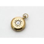 A late Victorian 18ct gold lady's half hunter pocket watch, the French case with engraved initial to