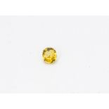 A certified yellow sapphire, the faceted mixed cut of oval shape transparent yellow stone with