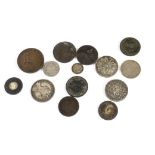 Two George III cartwheel two pennies, together with a 1797 one penny and a small quantity of