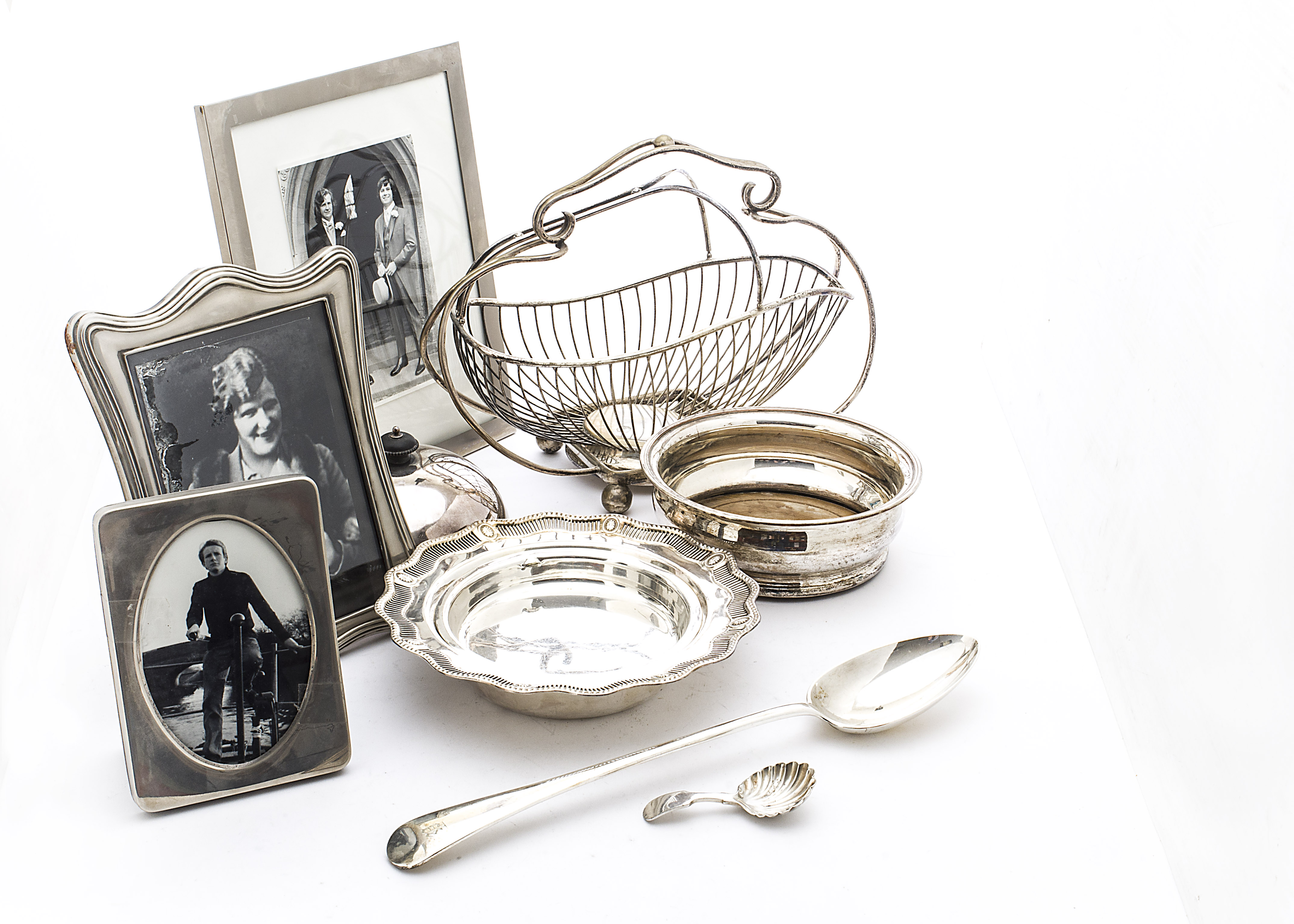 A collection of 19th & 20th Century silver plated items, including four soup ladles, a basting - Image 2 of 3