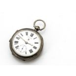 A Bravingtons late Victorian silver open pocket watch, 5.5cm, some denting, appears to run