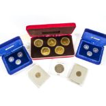 A collection of 1970s Isle of Man proof coins, including sets and single coins in boxes, and some in