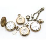 A group of four late 19th and early 20th Century gold plated pocket watches, including a full