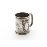 An Edwardian silver Christening cup, having raised laurel and swag to each side and engraved with