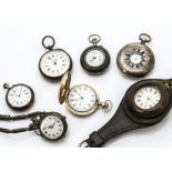 Seven late 19th and early 20th Century lady's pocket watches, including a gold plated Elgin full