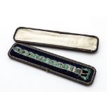 A Victorian silver and malachite belt bracelet, with large, ornate buckle and pin, 22cm long, in