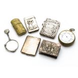 A group of nine small works of art, including a silver US Benevolent & Protective Order of Elks