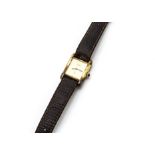 A c1980s Must de Cartier silver gilt lady's wristwatch, 20mm case, appears to run, on brown Must