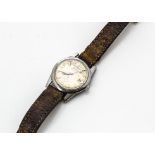 A c1940s Samson Datomaster Super De Luxe chromed gentleman's wristwatch, 34mm case, cream dial