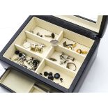 A collection of cufflinks and dress studs, including silver examples, some set with tigers eye and a