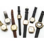 Sixteen vintage wristwatches, including a retro Orion example, a Helvetia Britannia, a Smiths De