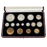 A Royal Mint George VI 1937 Specimen Coin set, the 15 coins including Maundy set in fitted maroon