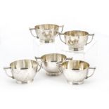 A good set of twelve Art Deco silver dessert or ice cream bowls by James Dixon & Sons, each cup with