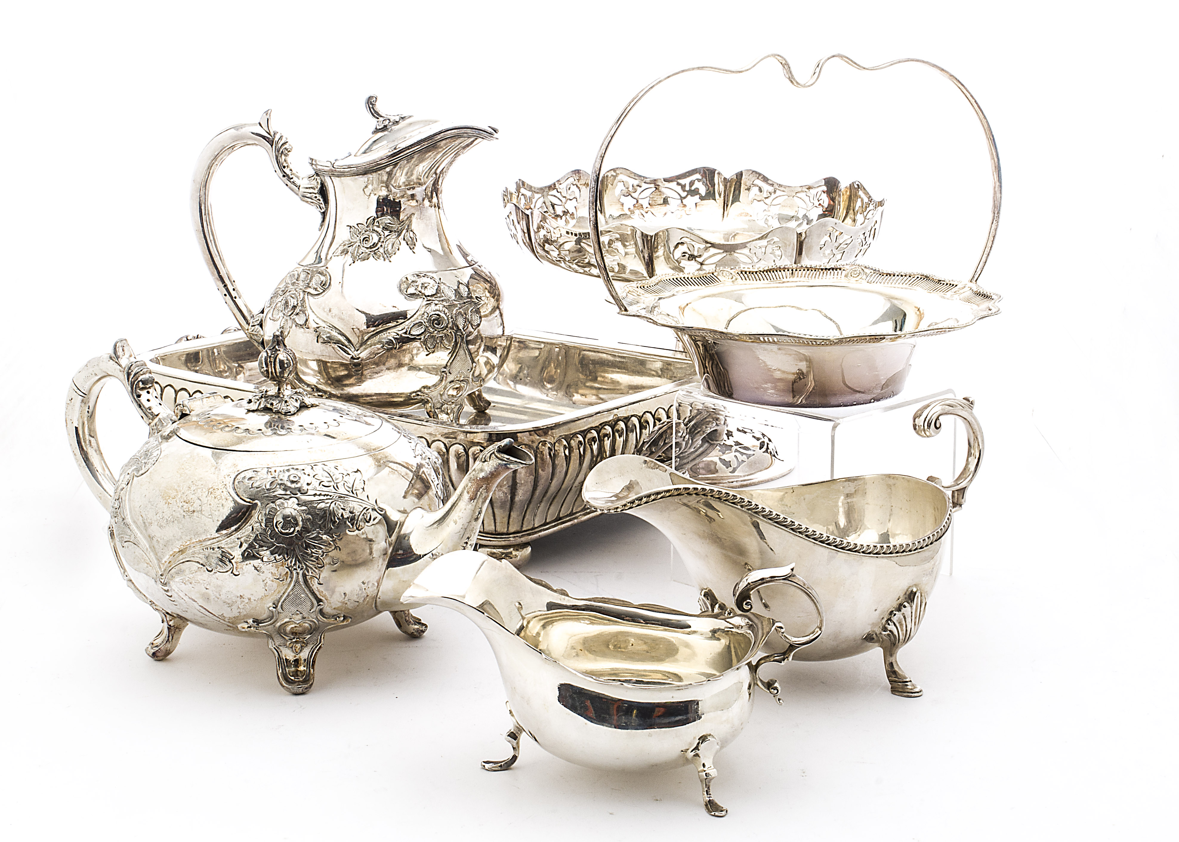 A collection of 19th & 20th Century silver plated table ware, including a pair of chafing dishes, - Image 2 of 2