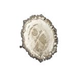 A 1960s silver presentation salver by P P Ltd, the pie crust rim edged with neo-classical motifs,