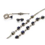 A small quantity of silver jewellery, including a lapis lazuli suite of bracelet, necklace and