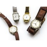 A vintage Ingersoll gentleman's wristwatch, together with three lady's watches (4)