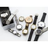 Nine watches, including two Casio Quartz examples, a gold plated pocket watch, AF, a vintage