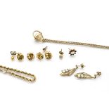 A quantity of miscellaneous gold jewellery, including ear studs, ruby pendant, bracelets etc 20g