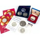 A collection of 1970s Isle of Man commemorative silver proof and other crowns and medallions,