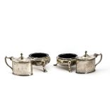 A pair of early 19th Century silver trench salts, markes worn, together with a pair of late