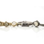 Two Rotary 9ct gold lady's wristwatches, 31g, together with a silver cuff Rotary example and an Avia