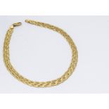 A contemporary 9ct gold plaited necklace, 15g, 40cm long