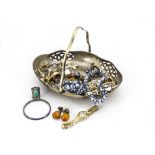 A quantity of costume jewellery, to include a pair of Baltic amber earrings, a Sterling paste set