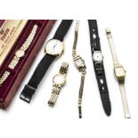 A vintage Tudor by Rolex gold plated lady's wristwatch, in box, tatty, together with four further
