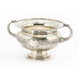 A fine early 20th Century Irish silver decorative footed bowl, with pierced and engraved Celtic