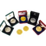 A collection of ten 1970s Isle of Man silver proof crown medallions, each in box, most with