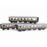 An ACE Trains 0 Gauge GWR Three-Coach Set, type C12, set A, in GWR chocolate/cream, comprising