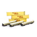 Tri-ang TT Gauge T185 BR Pullman Coaches, Eagle', 'Snipe' and 'Falcon', in original boxes, VG-E,