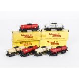 Tri-ang TT Gauge bogie Tank Wagons, T272 red ICI (5 four boxed), Murgatroyds (3 one boxed) and