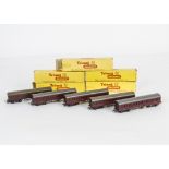 Tri-ang TT Gauge BR maroon Suburban Coaches with 'square' windows, T80 Composite (3) and T81 Brake/