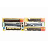 N Gauge Coaches, mostly British outline including a rake of six unboxed Lima Golden Arrow coaches in