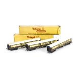 Tri-ang TT Gauge T185 BR Pullman Coaches, 'Eagle', 'Snipe' and 'Falcon', two in original boxes, F-