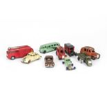 Dinky Toys, including 259 Fire Engine, 29e Single Deck Bus, light green body, dark green flash,